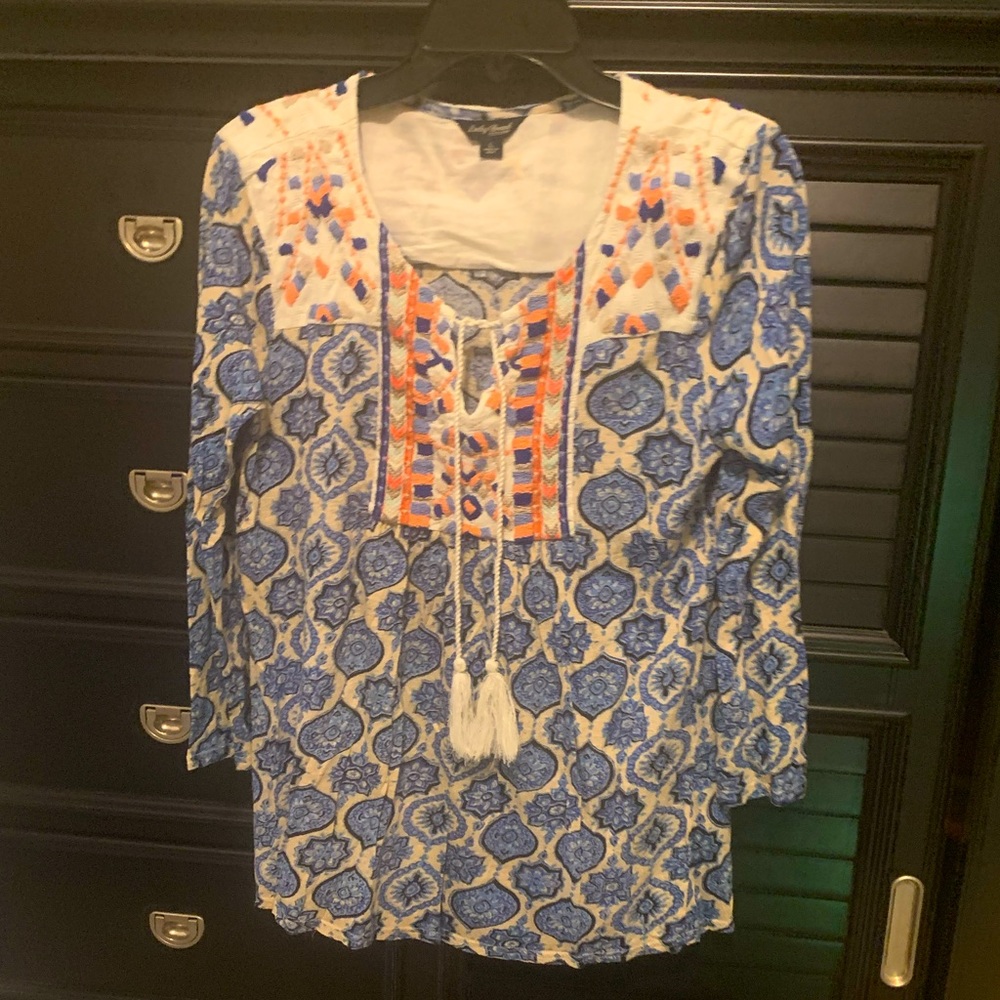 Lucky Brand L-S blouse. Sz L.